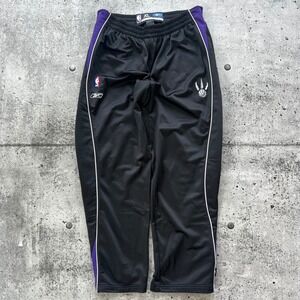 Vintage Toronto Raptors Pants Men XL Black NBA Tear Away Snap Reebok Warm Up Y2K